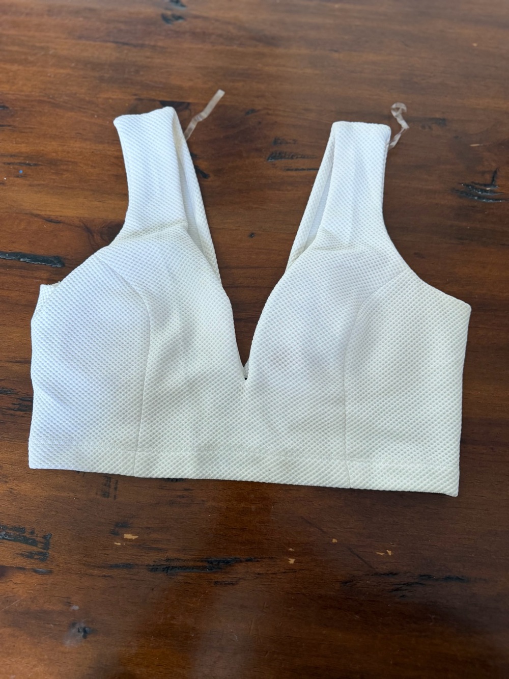 UK2LA Textured Deep V Bralette - White